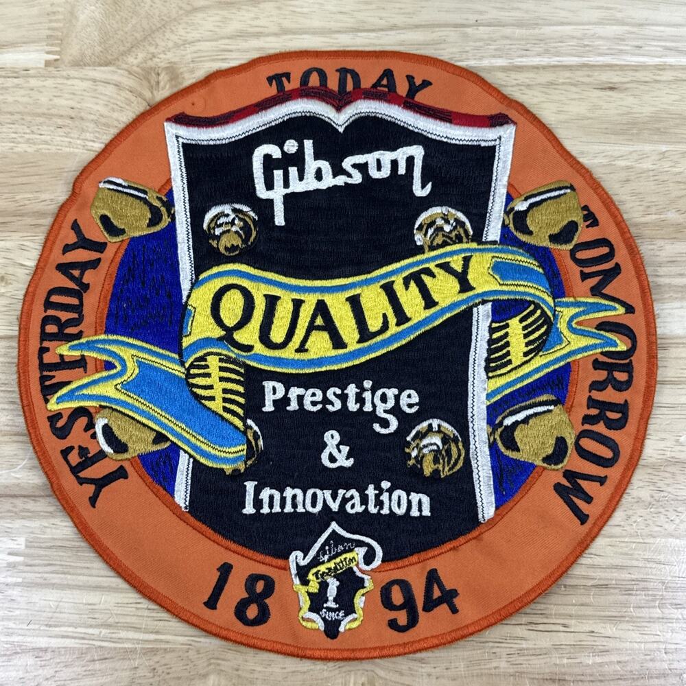 Unused Vintage "Gibson USA" Embroidered Patch Acoustic & Electric Guitars 10”